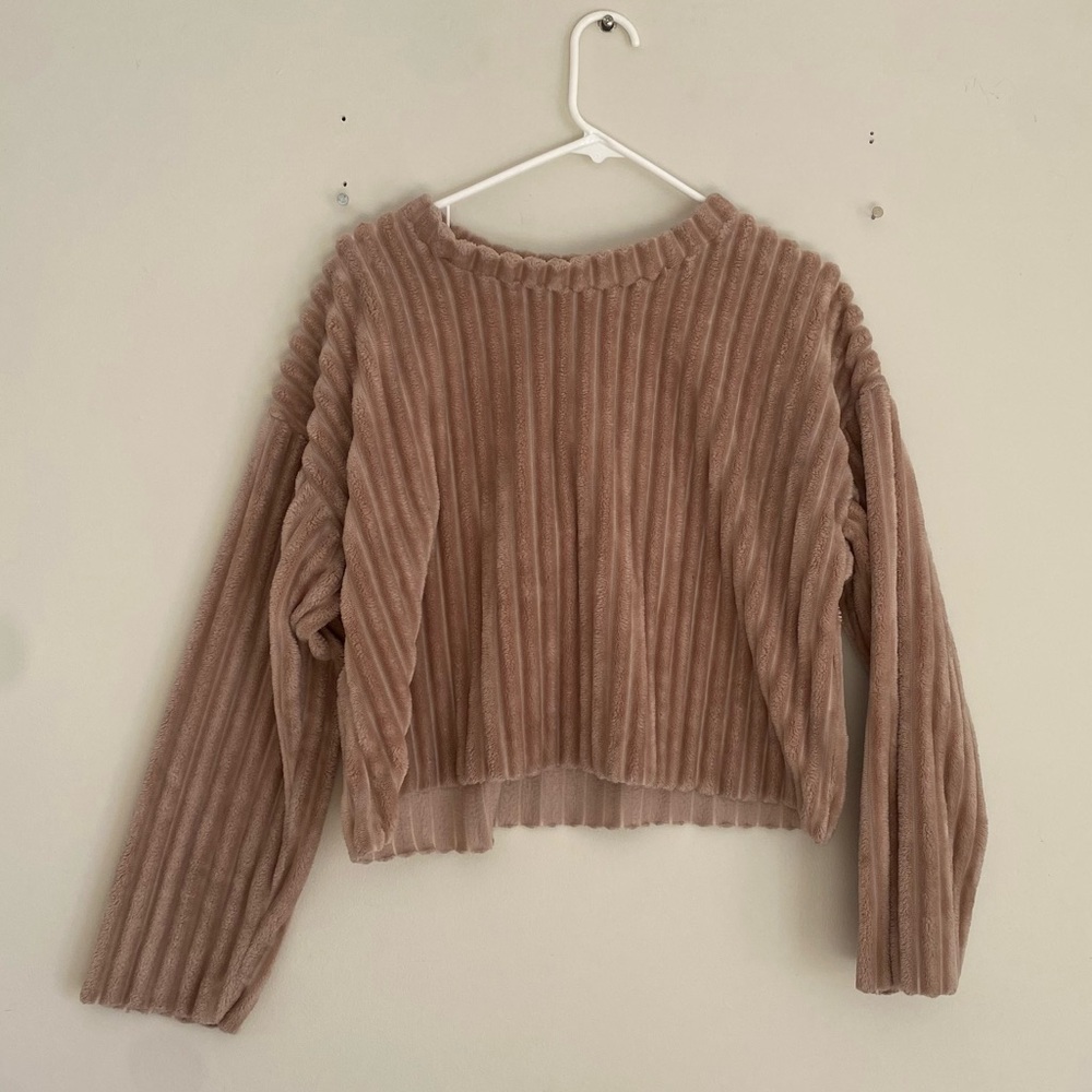 Velvety Textured Blush Sweater